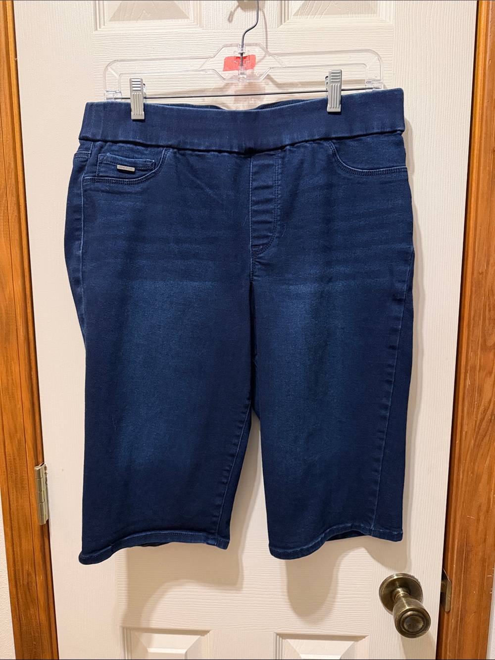Nine West Dark Blue Stretch Denim Bermuda Shorts